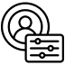 User personalization settings icon with profile and adjustment sliders