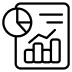 Statistics and analytics icon with bar chart, pie chart, and graph